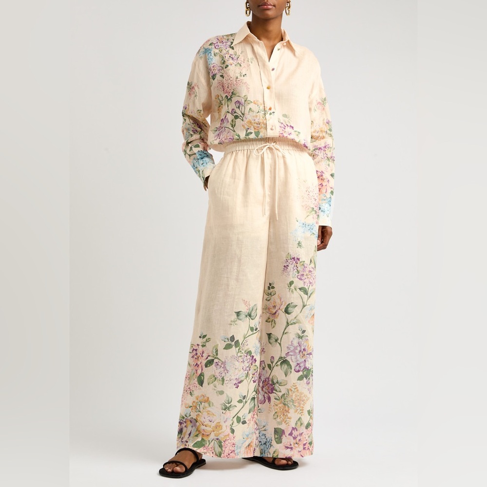 30. Floral Button Down Shirt and Pant Set